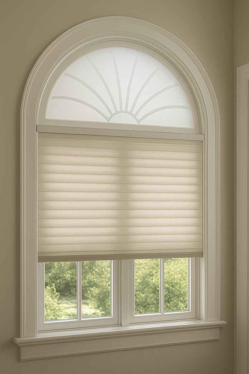Layered Combination Arched Window Treatments