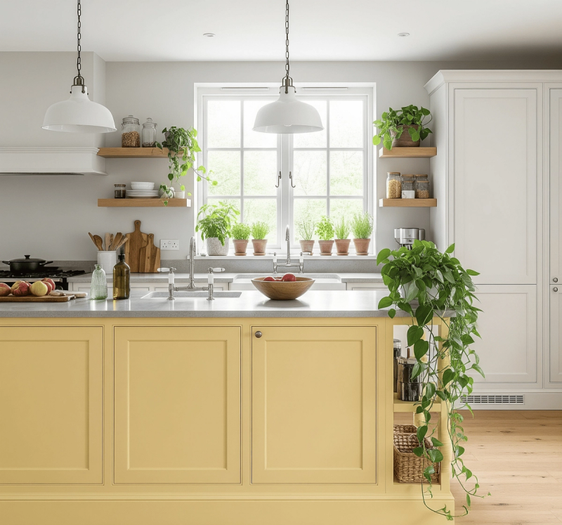 Be Cheerful Energy with Soft Yellows: Kitchen Wall Paint Ideas