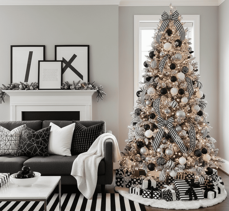 The Black & White Monochrome Chic Christmas Theme by All Things Snug, the Interior Design App for Homeowners and Renters