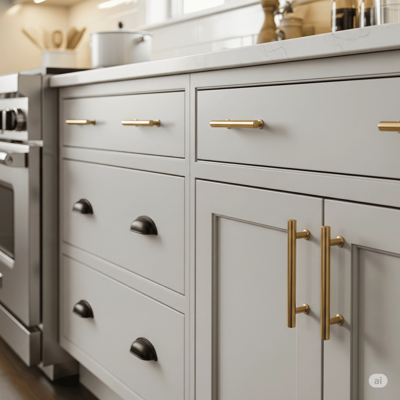 Mix-and-match Kitchen Hardware _ All Things Snug Kitchen Ideas