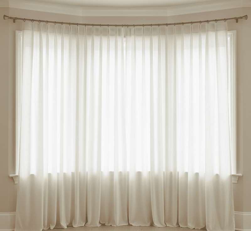 Bay Window Treatment Ideas _ Curved Curtain Rod | All Things Snug