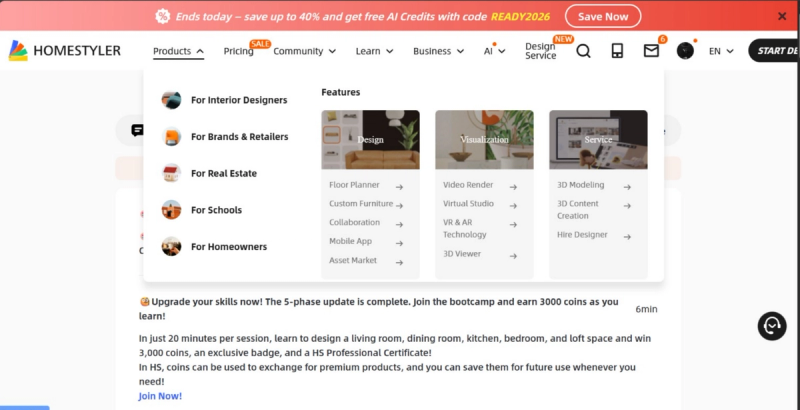 Homestyler Menu