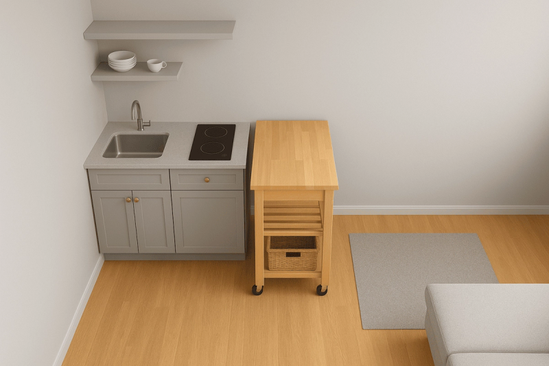 Tiny Kitchenette _ The Rolling Island Trick