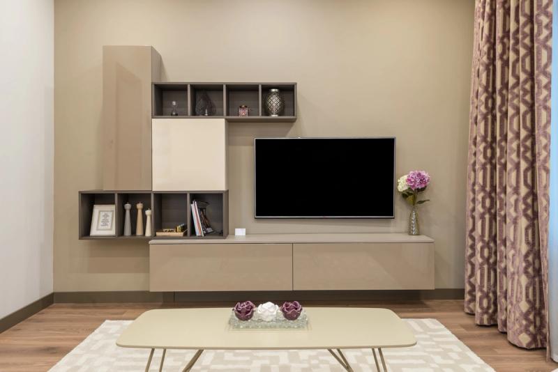 simple small living room with TV