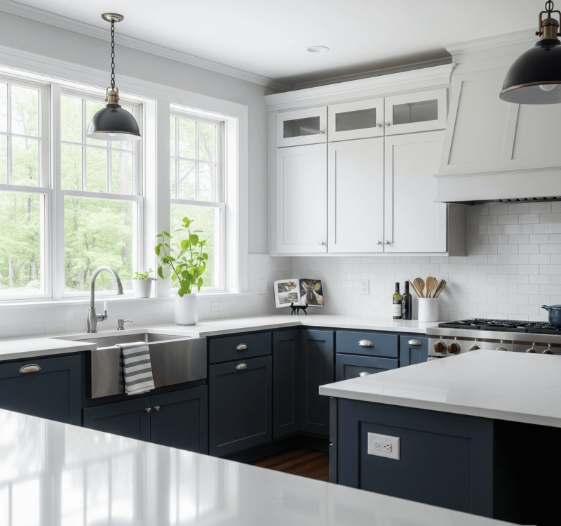 Two-Tone Cabinet Magic _ All Things Snug Small Kitchen Ideas