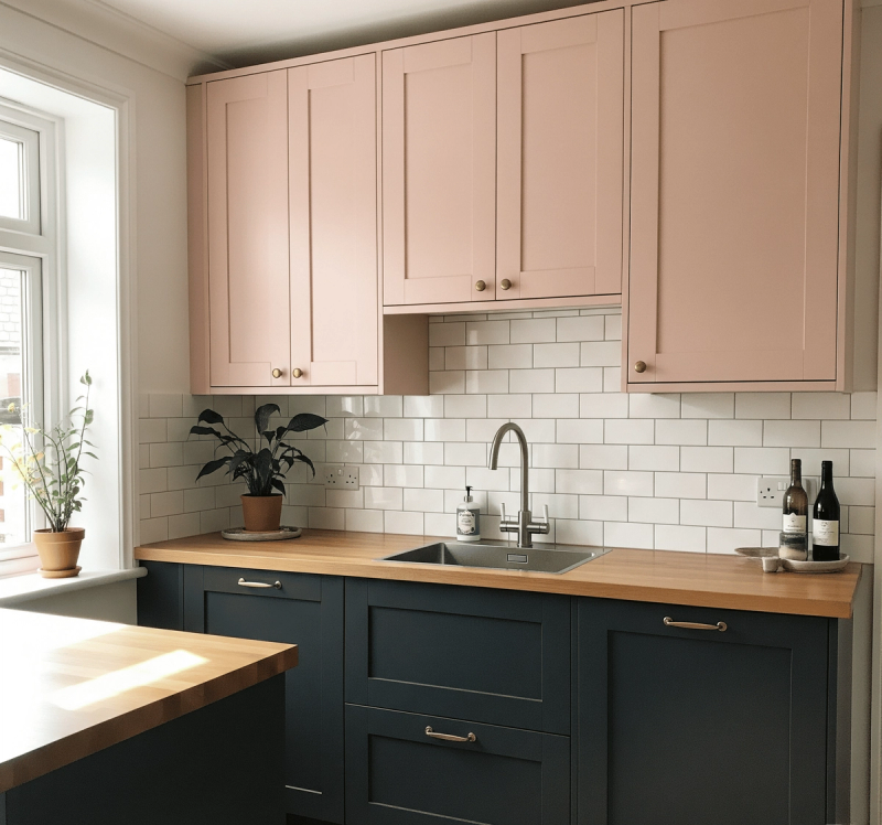 Two‑Tone Cabinets _ Top Light, Bottom Dark: Ideas for Painting Kitchen Cabinets Pictures