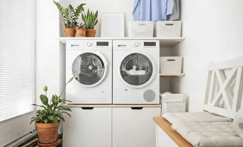First DIY Laundry Makover Idea: Build A Raised Platform with Storage Underneath The Machines