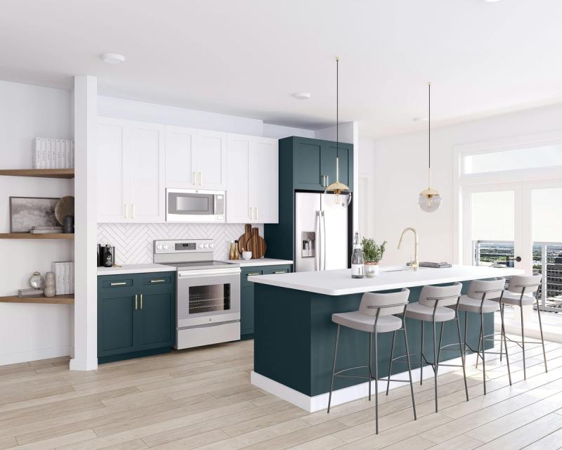 Clear Winter Color Palette _ Navy Kitchen Island _ Brian Zajac