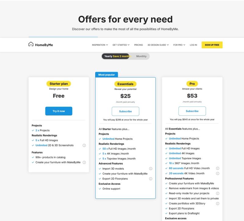 HomeByMe Pricing