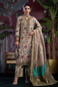 Pure Silk Embroidered&Banarsi Dupatta - Thumbnail 1