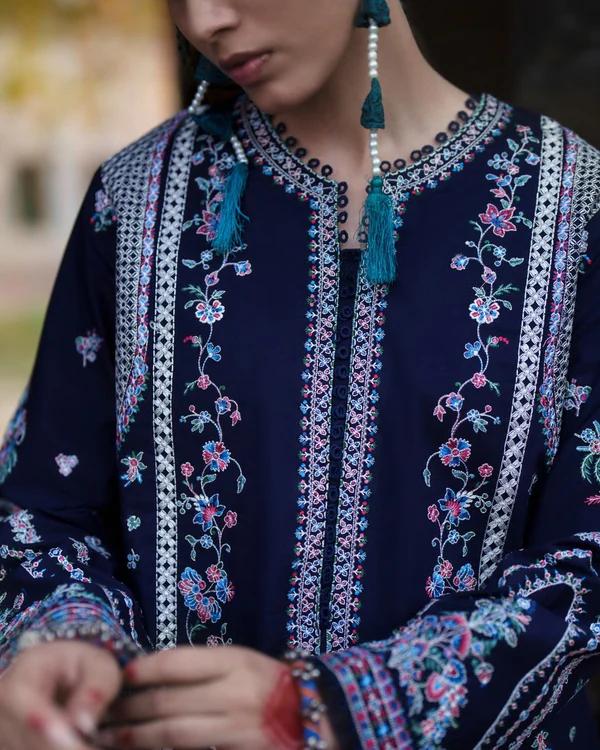 Graceful Long Silhouette Lawn Suit - Image 3