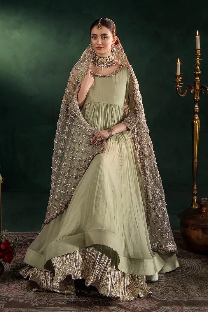 Hand-Embroidered Chiffon Suit with Sharara - Image 14