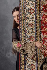 Needlecraft Chiffon & Silk Farshi Shalwar Set - Thumbnail 6