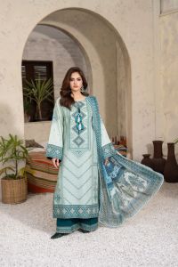Embroidered Cotton Suit with Applique & Tassels - Thumbnail 2