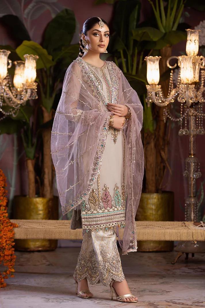 Organza Applique Shirt & Jamawar Shalwar Set - Image 12
