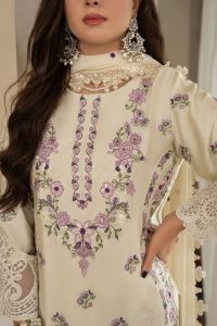 Multi Thread Embroidered Silk Suit - Thumbnail 4