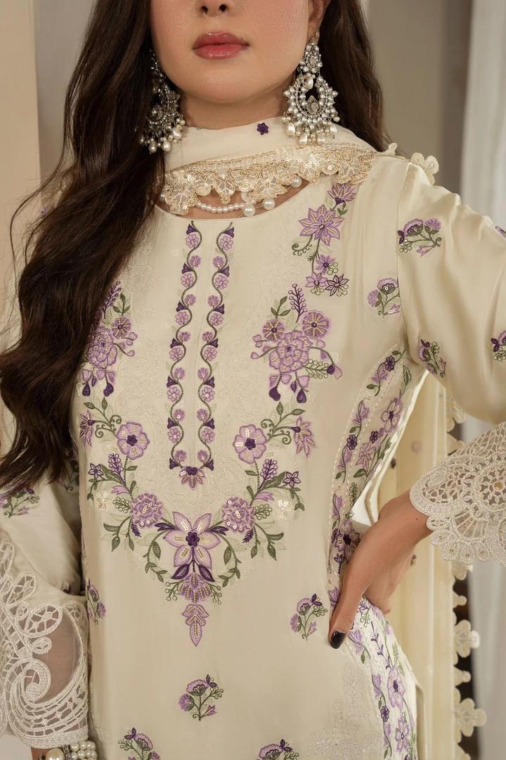 Multi Thread Embroidered Silk Suit - Image 4