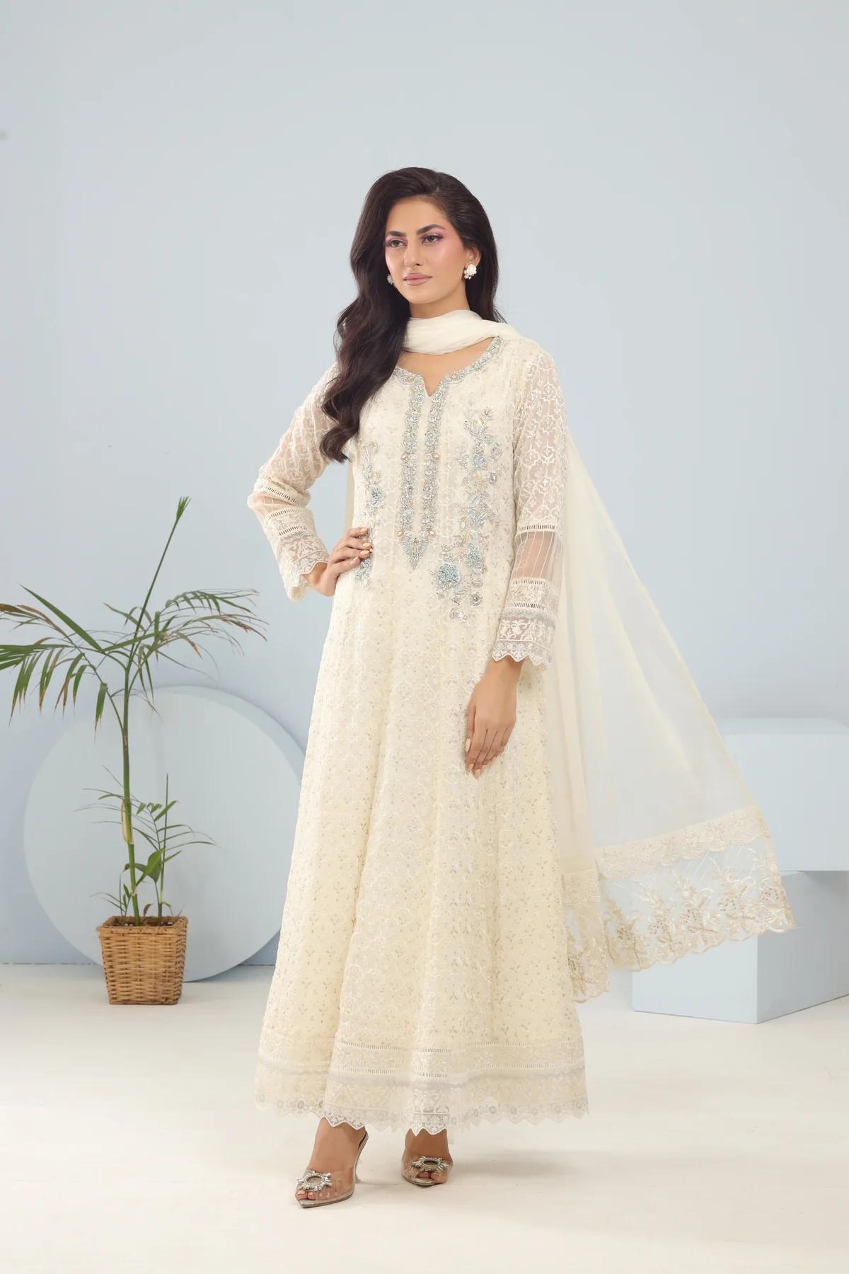 Chiffon Hand-Worked Long Frock - Image 5