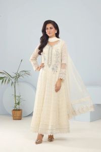 Chiffon Hand-Worked Long Frock - Thumbnail 5