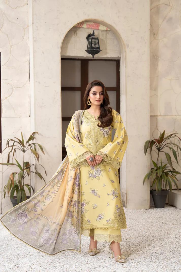 Cross-Stitch & Patchwork Long Shirt with Cutwork Loose Trouser - Image 5