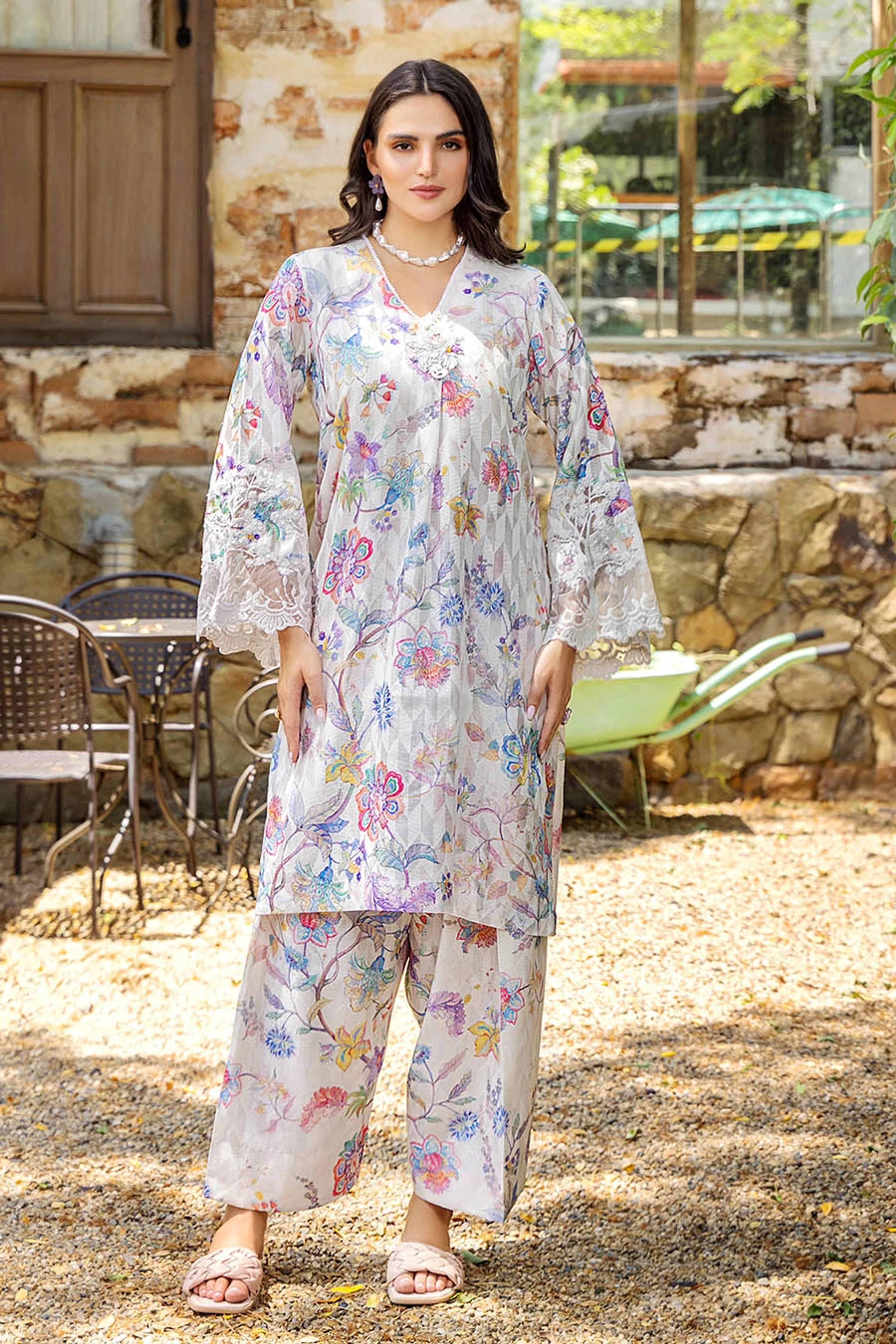 Aangan Stitched Indian Brochette Cotton Suit