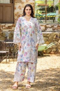 Aangan Stitched Indian Brochette Cotton Suit - Thumbnail 1