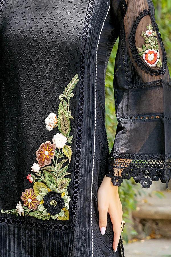 Cotton Chikan Suit with Crinkle Chiffon Dupatta - Image 7