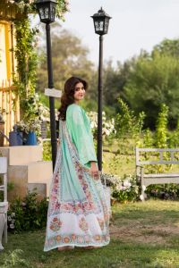 Embroidered Shirt & Printed Chiffon Dupatta - Thumbnail 13