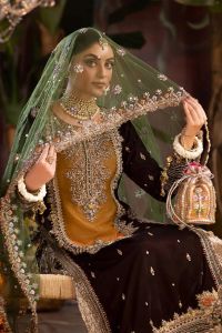 Zardozi Velvet Shirt & Crushed Sharara - Thumbnail 6