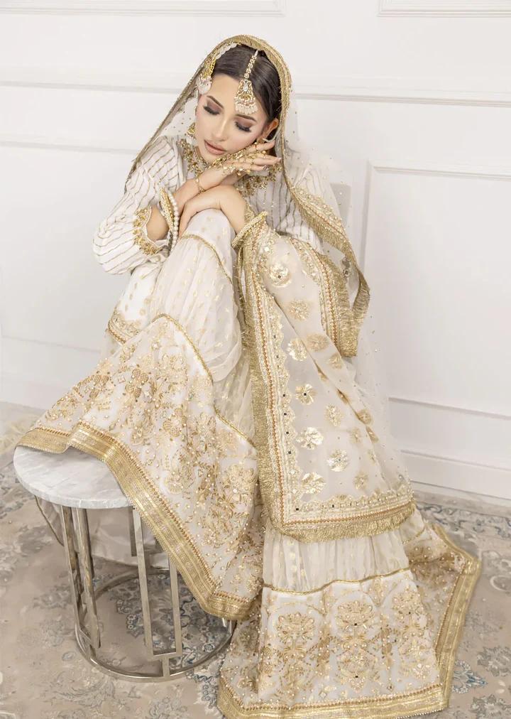 Ivory Gold Embellished Gharara Set - Image 9