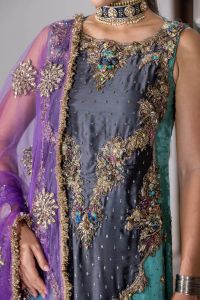 Hand-Worked Pure Organza Formal Wear - Thumbnail 10
