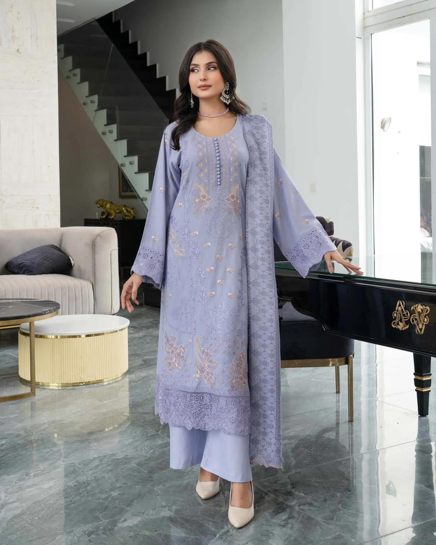 Embroidered Suit with Paisley Motifs