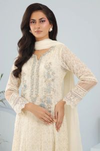 Chiffon Hand-Worked Long Frock - Thumbnail 3