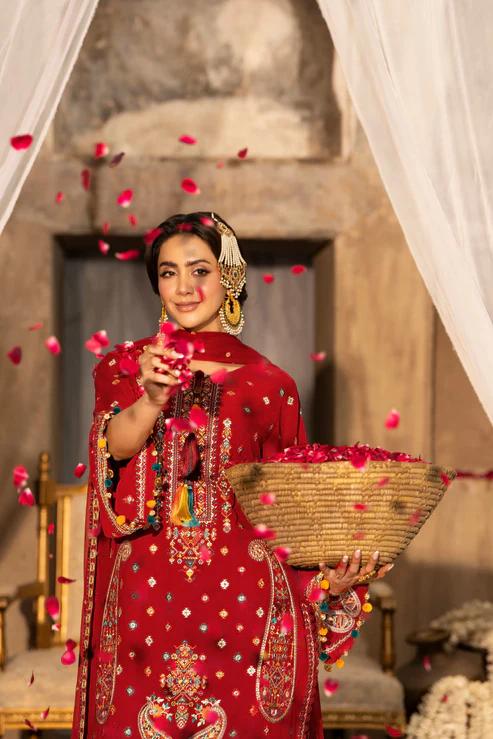 Chiffon Threadwork Suit with Gota Dupatta - Image 9