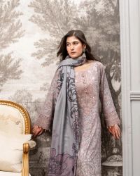 Printed Embroidered Suit with Cutwork - Thumbnail 3
