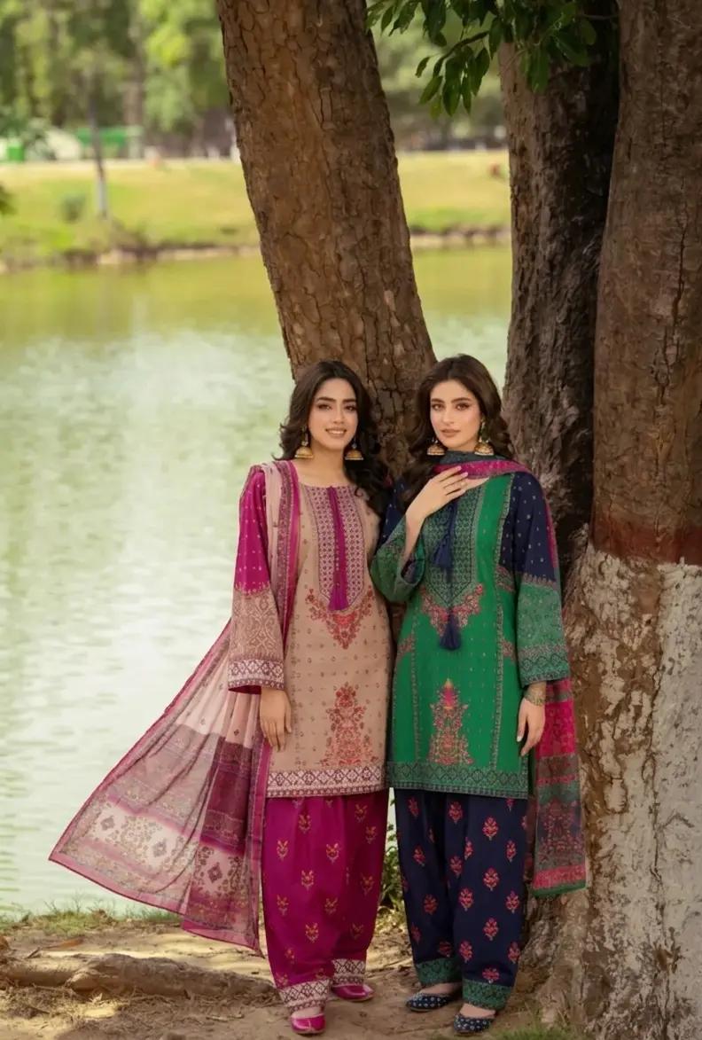 Traditional Ethnic Set with Apple Silk & Farshi Shalwar - Image 1