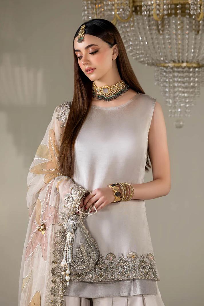 Silk Suit with Embellished Dupatta & Sharara - Image 4