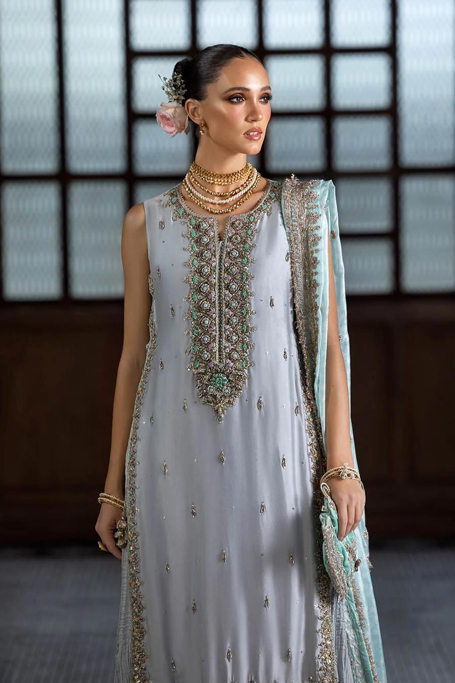 Regal Gloss Silk Ensemble with Crush Sharara - Image 9