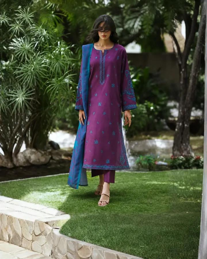 Casual Comfort Suit with Silk Dupatta Flair - Image 1