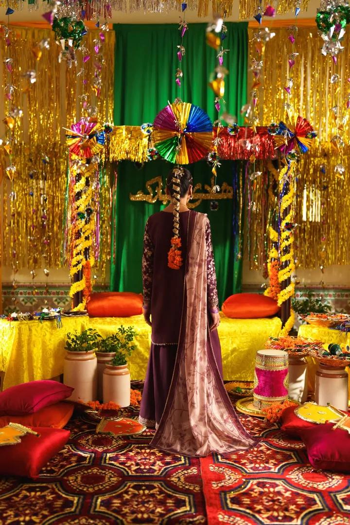 Plum Gold Embroidered Suit - Image 4