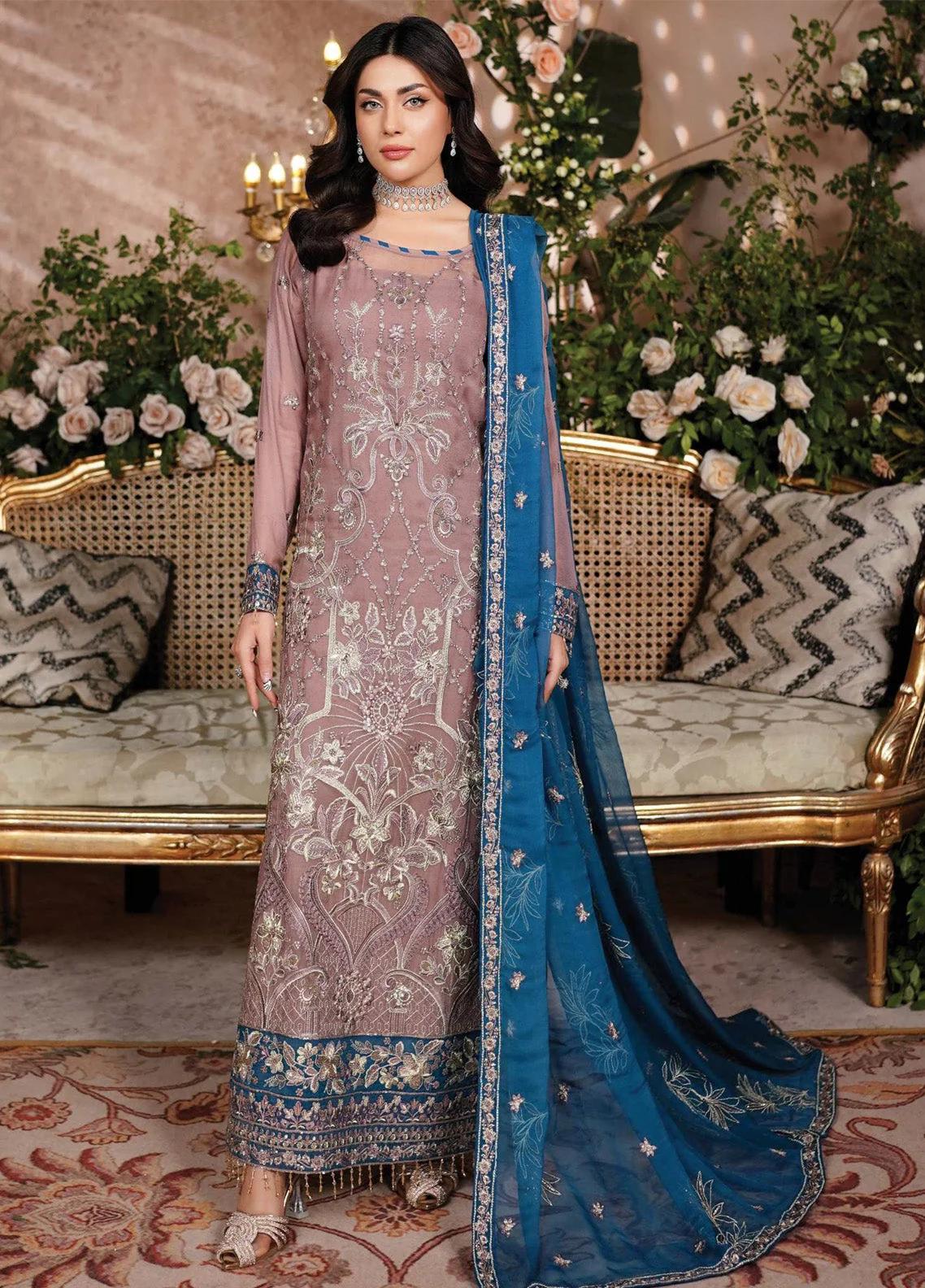 Embroidered Chiffon Suit & Sequins Dupatta - Image 1