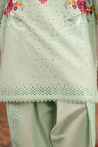 Embroidered Short Shirt & Tulip Shalwar with Chiffon Dupatta - Thumbnail 10