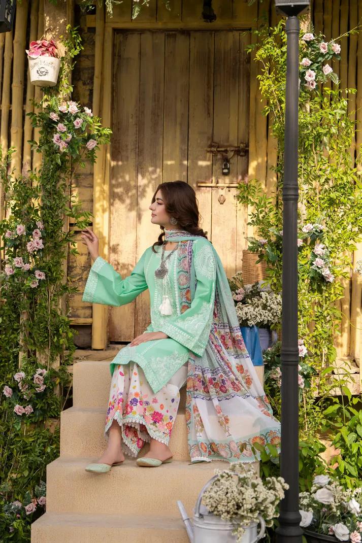 Embroidered Shirt & Printed Chiffon Dupatta - Image 14