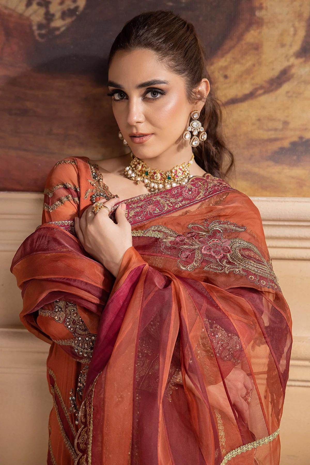 Embroidered Chiffon Suit with Organza Dupatta - Image 6