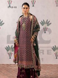 Embroidered Chiffon Suit with Adda Work - Thumbnail 3