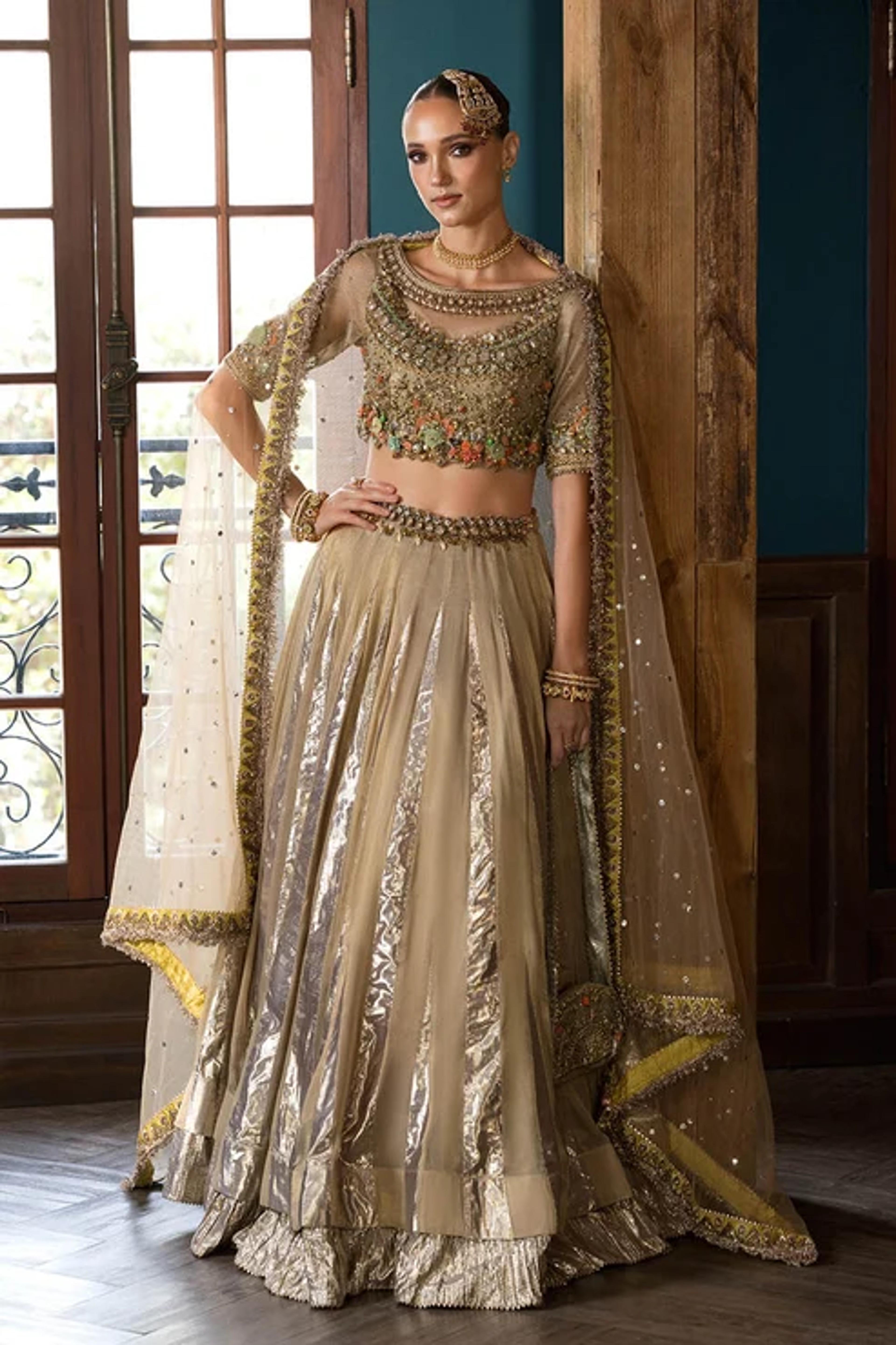 Kora & Dabka Embroidered Lehnga Ensemble - Thumbnail 2