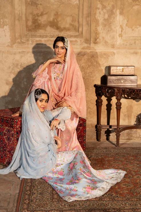 Embroidered Shirt with Printed Silk Sharara - Image 7