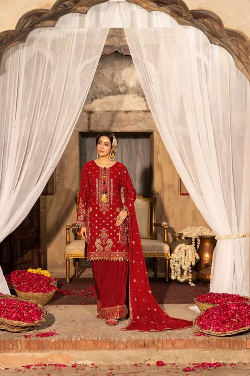 Chiffon Threadwork Suit with Gota Dupatta - Image 8