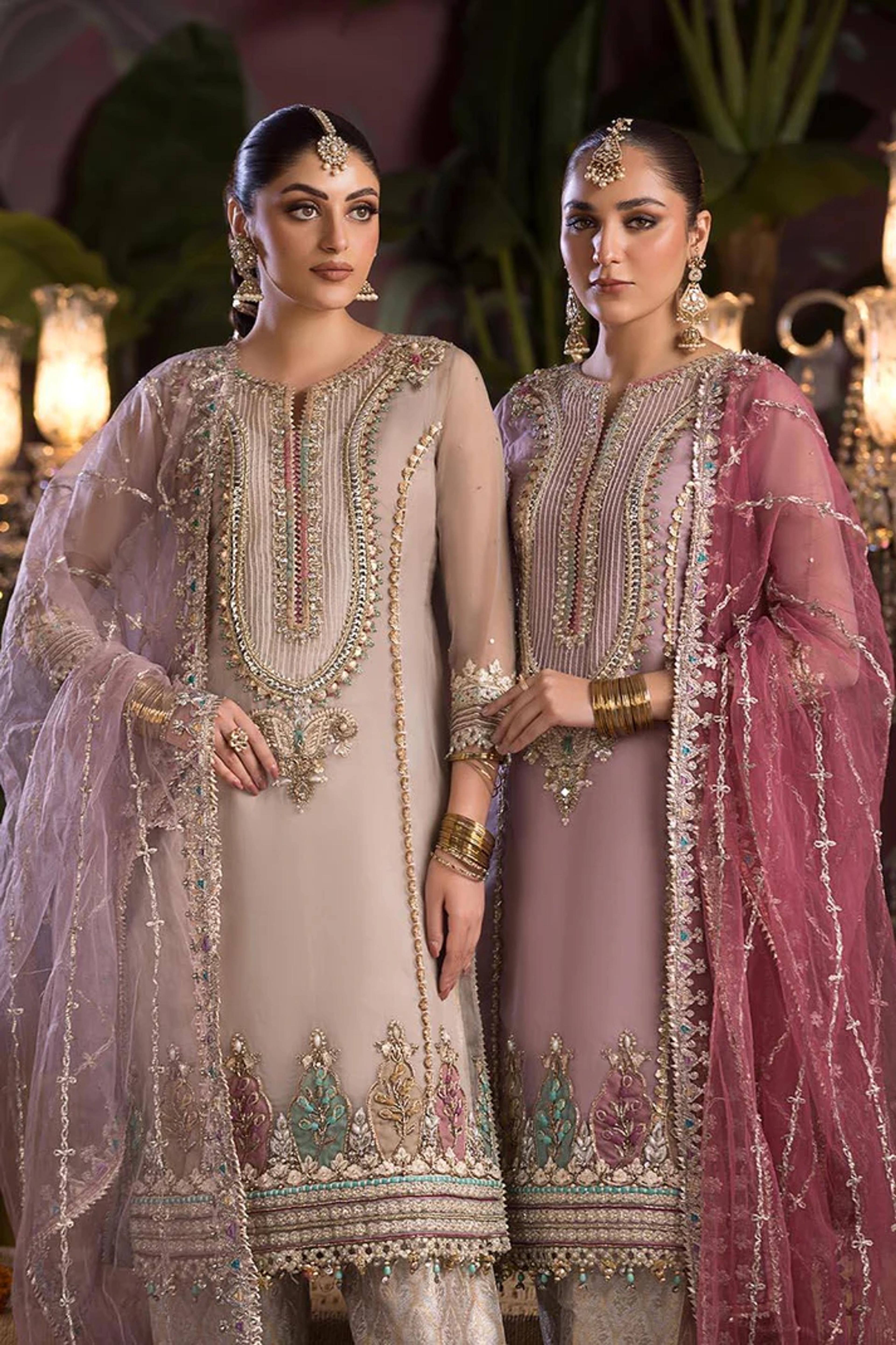 Organza Applique Shirt & Jamawar Shalwar Set - Thumbnail 3
