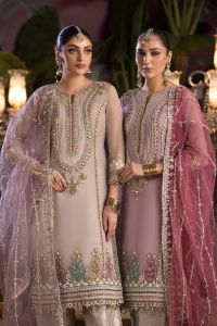 Organza Applique Shirt & Jamawar Shalwar Set - Thumbnail 3